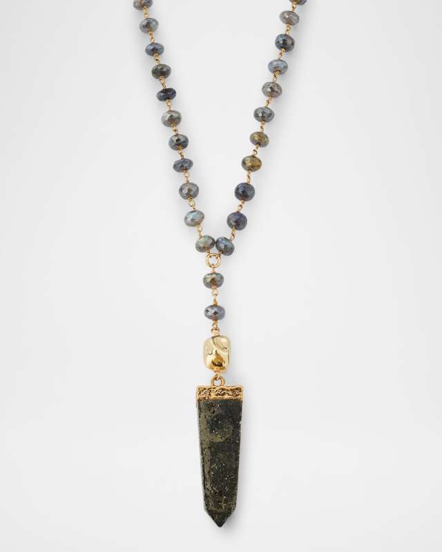 Labradorite Station and Pyrite Pendant Necklace